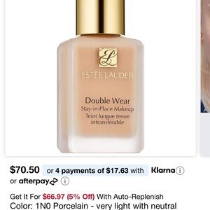 Estee Lauder Double Wear Foundation - 1N0 Porcelain